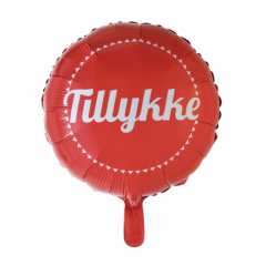 Folieballon - Rød tillykke - Folie rund ballon