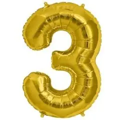 Ballontal - Guld 3 tal - Guld folietal