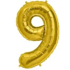 Ballontal - Guld 9 tal - Guld folietal