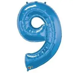 Ballontal - Blå 9 tal - Blå folietal