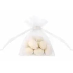 Risposer hvid organzaposer - 10 stk. - Pigebarnedåb