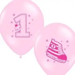 1 års fødselsdags balloner - Sneakers - pink - Balloner med tryk
