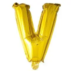 Ballon Bogstav V Guld - 100 cm. - Ballon-bogstav - Guld 100 cm (Til helium)