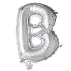 Ballon Bogstav B sølv - 35 cm. - Ballon-bogstav - Sølv 40 cm (Til luft)