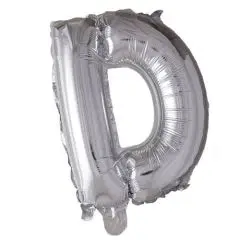 Ballon Bogstav D sølv - 35 cm. - Ballon-bogstav - Sølv 40 cm (Til luft)