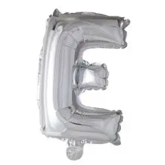 Ballon Bogstav E sølv - 35 cm. - Ballon-bogstav - Sølv 40 cm (Til luft)