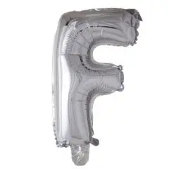 Ballon Bogstav F sølv - 35 cm. - Ballon-bogstav - Sølv 40 cm (Til luft)