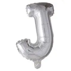 Ballon Bogstav J sølv - 35 cm. - Ballon-bogstav - Sølv 40 cm (Til luft)