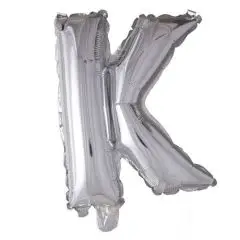 Ballon Bogstav K sølv - 35 cm. - Ballon-bogstav - Sølv 40 cm (Til luft)