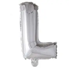 Ballon Bogstav L sølv - 40 cm. - Ballon-bogstav - Sølv 40 cm (Til luft)
