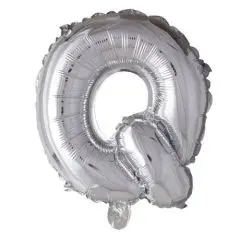 Ballon Bogstav Q sølv - 35 cm. - Ballon-bogstav - Sølv 40 cm (Til luft)