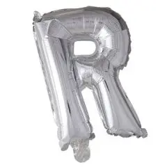 Ballon Bogstav R sølv - 40 cm. - Ballon-bogstav - Sølv 40 cm (Til luft)