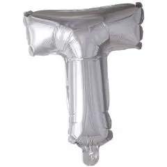 Ballon Bogstav T sølv - 40 cm. - Ballon-bogstav - Sølv 40 cm (Til luft)