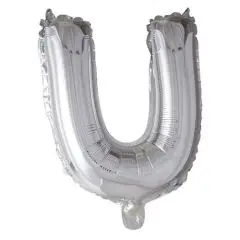 Ballon Bogstav U sølv - 40 cm. - Ballon-bogstav - Sølv 40 cm (Til luft)