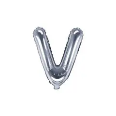 Ballon Bogstav V sølv - 35 cm. - Ballon-bogstav - Sølv 40 cm (Til luft)