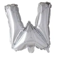 Ballon Bogstav W sølv - 40 cm. - Ballon-bogstav - Sølv 40 cm (Til luft)