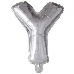 Ballon Bogstav Y sølv - 35 cm. - Ballon-bogstav - Sølv 40 cm (Til luft)