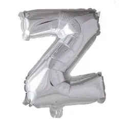 Ballon Bogstav Z sølv - 40 cm. - Ballon-bogstav - Sølv 40 cm (Til luft)