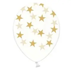 Krystal med guld stjerner - 6 stk. - Krystal-balloner