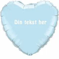 himmelblå HJERTE MED TEKST - Balloner med navn