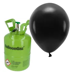 Helium og 30 sorte balloner - Helium til balloner og heliumsæt