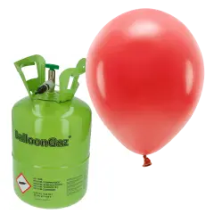 HELIUM OG 30 RØDE BALLONER - Helium til balloner og heliumsæt