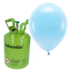 HELIUM OG 30 HIMMELBLÅ BALLONER - 
