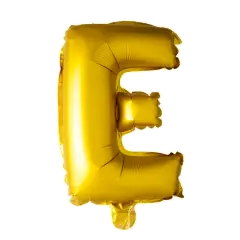 BALLON BOGSTAV E GULD - 35 CM. - Ballon-bogstav - Guld 35 cm (Til luft)