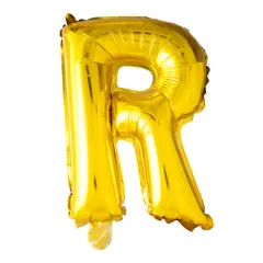 BALLON BOGSTAV R GULD - 35 CM. - Ballon-bogstav - Guld 35 cm (Til luft)