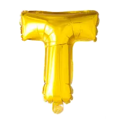 BALLON BOGSTAV T GULD - 35 CM. - Ballon-bogstav - Guld 35 cm (Til luft)