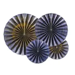 Rosetter i blå og guld - 4 stk - Papir rosetter