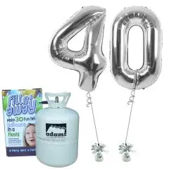 Tal balloner i sølv "40" med helium - Talballoner med helium