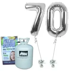 Tal balloner i sølv "70" med helium - Talballoner med helium