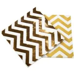 Rosegold servietter zigzag - 33X33 cm - 20 stk. - Hvid