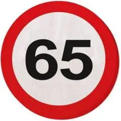 65 års servietter trafikskilt - 20 stk. - Rød