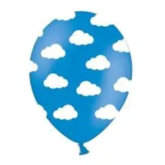 Balloner med sky tryk - 6 stk - Flyvemaskine fødselsdag