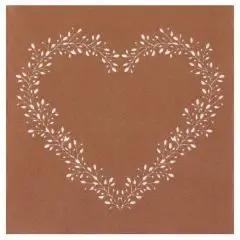 LUKSUS SERVIETTER - BRONZE MED HJERTE - 40X40CM - 12 STK. - Servietter