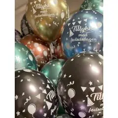 Balloner "Tillykke med fødselsdagen" - mix - 10 stk. - Ballon buketter