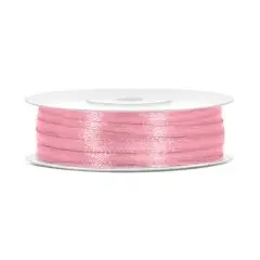 Lys Pink Satinbånd - 3 mm. x 50 meter - Bryllup