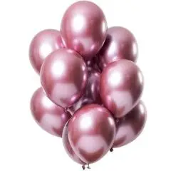 PINK CHROM BALLONER - 12 STK. - 30 CM. - Metallic-balloner