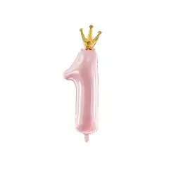 Folie 1 tal - pink med krone - 90 cm - Pink folietal