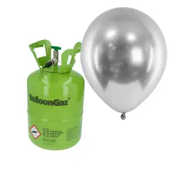 HELIUM OG 30 SØLV SKINNENDE BALLONER - Helium til balloner og heliumsæt
