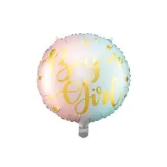 Boy or Girl folie ballon - 1 stk. - 35 cm. - Folie rund ballon