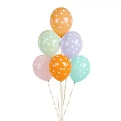 PASTEL FARVEDE BALLONER MED PRIKKER - 6 STK. - Balloner med prikker