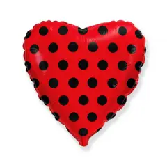 SEND EN BALLON - RØDT HJERTE M. PRIKKER - Rød student pynt