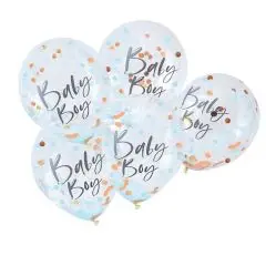 Baby Boy balloner - 5 stk. - Konfetti-balloner