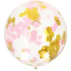 Konfetti ballon - XL - Guld/Pink - Konfetti-balloner