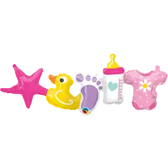 Ballonguirlander i folie - New baby girl - 2 stk. - Folieballoner