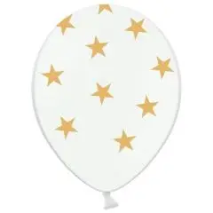 Balloner - Hvide med guld stjerner - 6 stk - Ballon buketter