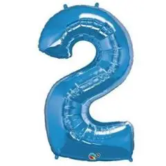 Ballontal - blå 2 tal - Blå folietal